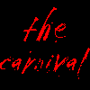 six with red text and distorted figures against black backgrounds, featuring repeated phrases and a central group image