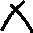 Four black X-shaped pixelated symbols arranged in a on light gray background, each with distinct stroke thickness variations