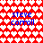 Red background with white heart pattern and blue text "steve carroll" repeated four times in a