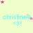 Light yellow background with repeating cyan text 'christinee <3!' and scattered pink/pale pink stars in a