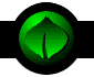 Green circular icon with black border showing sequential animation of a leaf-like shape transforming into solid green sphere.
