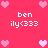 Pixelated pink background with repeating heart symbols and text reading 'ben ily<333' in white pixel font.