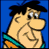 Pixelated cartoon character with black hair, large eyes, and a turquoise-and-orange outfit against blue background.