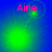 Four- shows a green glowing circle moving across blue background with pink 'Aine' text above it, each depicting sequential position changes