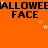 Orange background with repeated 'HALLOWEEN FACE' text and scattered white stars, animated to shift positions across frames.
