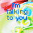 A colorful animated icon with swirling patterns and blue text reading "I'm talking to you 'cause you're cool yah feel me?" on a light background.