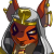 Pixelated character with orange face, dark purple eyes, and silver hair wearing a golden crown with red accents.