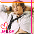 A 50x50 pixel animated buddy icon featuring a person in a white shirt with black tie, displayed as two sequential frames showing slight pose changes and color variations in the heart symbol and text.