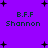 Purple background with black plus signs and dark green text reading "B.F.F." above "Shannon" in two identical sections.