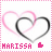 Two side-by-side pixelated heart icons with pink and black borders, each displaying 'MARISSA' text below.