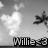 Pixelated grayscale image showing a bright light source on the left, dark abstract shapes on the right, and black-and-white text at the bottom.
