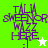 A four- of pixelated text and symbols on green, light-green, white, and pale-green backgrounds with purple lettering