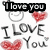 A static image with multiple 'I love you' text elements, red hearts, and a large red heart graphic on a white background.