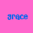 Four blue 'grace' text icons on pink background with yellow rectangular overlays in different positions.