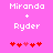 Pixelated text 'Miranda + Ryder' on pink background with red and light-red heart icons below, two variations of icon animation.