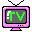Four pixel-art television sets with pink borders display green 'TV' text on gray screens, each set has a black-and-white antenna and control buttons.
