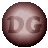 Two pixelated circular icons display 'DG' text; left is brown with light gradient, right is green with light gradient, both have subtle shading.
