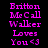 Pixelated text displays 'Britton McCall Walker Loves You <3' in bright pink on black background with white highlight changes across three