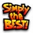 Pixelated 48x48 static buddy icon featuring stylized text in fiery orange-yellow gradient with black outlines and drop shadows on white background.