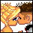 Pixel art animation of two characters kissing, with a pink background and 'i ❤ him' text appearing in later frames.