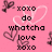 Pink background with pixelated text and heart symbols, featuring repeated phrases and decorative elements.