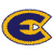 Pixelated icon featuring a stylized yellow 'C' with a white dot inside, set against a dark blue background within a yellow oval border.