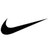 Black Nike swoosh logo on white background, rendered in low-resolution pixelated style with visible dithering and anti-aliasing.