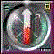 A circular icon with a metallic silver border shows a red and white object rotating inside a greenish background.