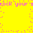 Yellow background with pink pixelated text repeating 'rock your' and scattered pink dots forming a vertical trail.