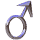 Six variations of a metallic blue and gray male gender symbol icon displayed in a , with some showing partial rotation or orientation changes