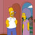 Pixelated static image of a yellow-skinned cartoon character with brown hair wearing white shirt and blue pants standing beside a tall, colorful object against pink background.