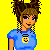A 4x3 contact sheet of a pixel art animated icon featuring a cartoon character with brown hair and blue shirt, surrounded by repeated text "Shy" and "Innocent" in yellow and blue colors on alternating backgrounds.