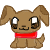 A 50x50 pixel animated buddy icon featuring a brown cartoon dog with large ears, red collar, and two distinct facial expressions across sampled frames.