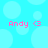 Pixelated text 'Andy <3' in pink appears twice on a light blue background with large white circles.