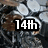 A static image of a rocky terrain with three text overlays: "14th," "Union," and "Rocks" in white pixelated font on black backgrounds.