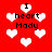 Red background with white heart shapes and black text reading "I heart Mady" in pixelated font.