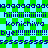 Pixelated green and cyan checkered background with repeated blue text and symbols in a pattern
