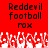 Red background with black pixelated text reading "Reddevil football" and "rox" above a white pixelated crowd pattern.