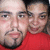 Two people in red shirts pose closely together; the right person's expression shifts from neutral to smiling across frames.