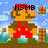 Pixelated Mario character in red overalls and brown shoes stands on grassy terrain with blue sky background, holding brown block.