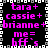 Pixelated text displays names and phrases in bright pink on black with white border, arranged in repeating pattern