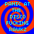 Four identical display a blue and red spiral background with cyan text reading "PANIC AT THE DISCO FUCKING RAWKZ" in pixelated font