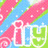 Pixelated icon with colorful diagonal stripes and text reading 'i luv u' on left, cyan background with black text on right.