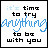 nine pixelated displays the phrase "it's time to try anything to be with you" in varying text colors and a small blue star icon