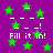 Purple background with green stars and white dashed lines forming incomplete shapes, text 'Fill it in!' repeated four times.