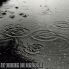 Black-and-white animated icon showing raindrops creating circular ripples on a water surface with text "IT RAINS IN HEAVEN" at the bottom.