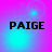 Four identical display 'PAIGE' text over a pink and cyan gradient background with subtle light effects