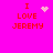 A bright pink background displays four identical red text blocks reading "I LOVE JEREMY" with varying pixelated symbols above the text.