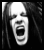 Black-and-white image of a person with long dark hair screaming, mouth wide open, eyes closed or squinted, displayed in six