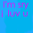 Blue background with pixelated pink text reading "I'm sry i luv u" in two lines.